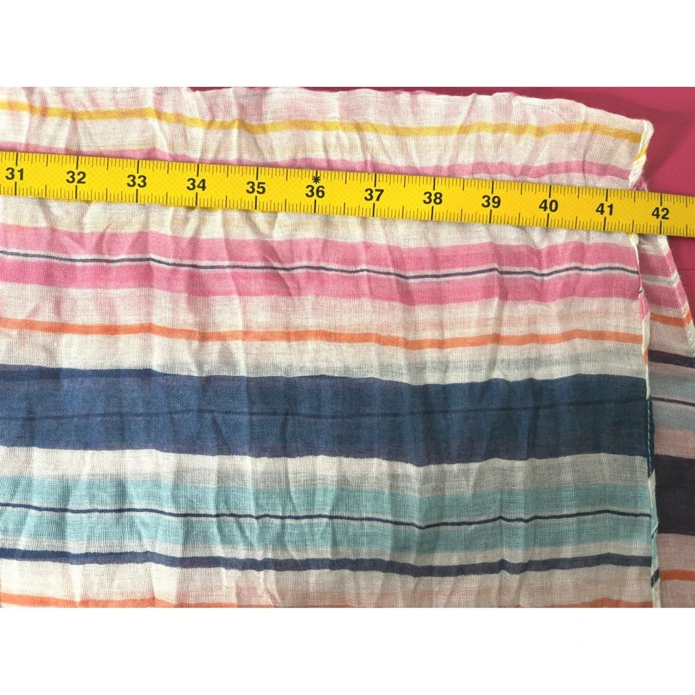 Womens Multicolor Striped Gauze Infinity Scarf OS Coastal Lightweight Boho-Chic